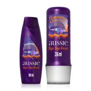 Kit Aussie Bye Bye Frizz Shampoo 180ml + Creme de Tratamento 3 Minute Miracle 236ml